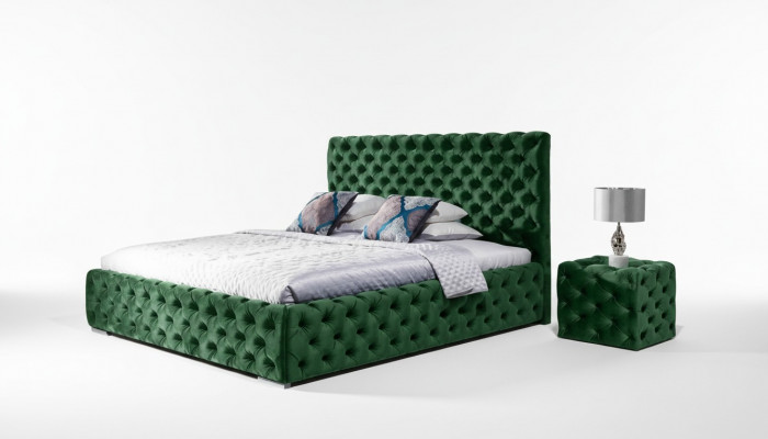 Bett Schlofzëmmer Set Design Miwwelen Modern Luxus Better Chesterfield Gréng 140x200