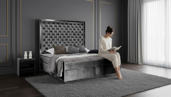 Boxspringbett Stoff Miwwelen Better Bett Textil Schlofzëmmer Design Chesterfield