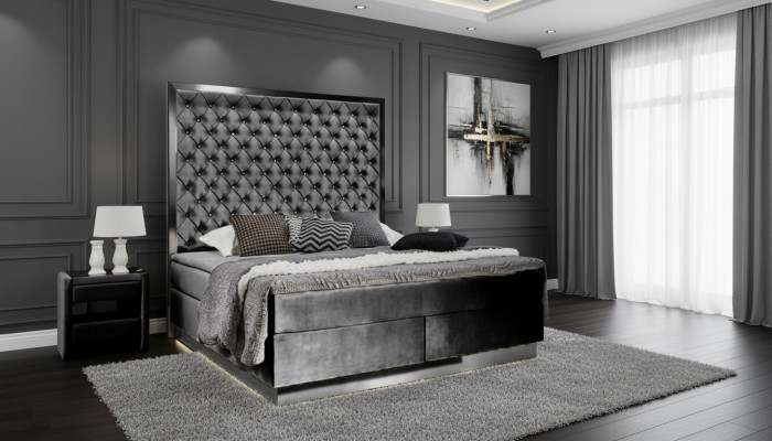 Boxspringbett Stoff Miwwelen Better Bett Textil Schlofzëmmer Design Chesterfield