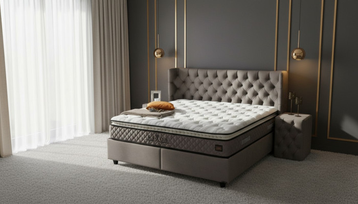 Bettgestell Stoff Miwwelen Luxus Modern Better Bett Textil Schlofkummer Design