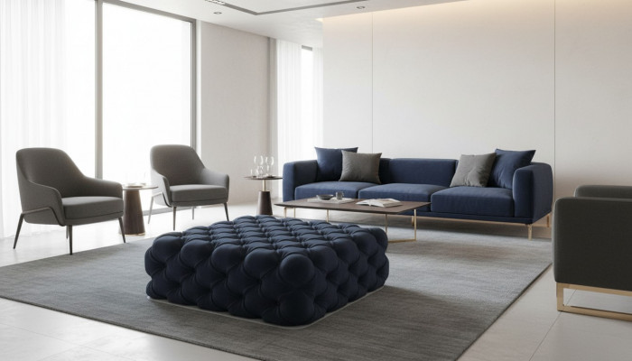 Klasseschen Chesterfield Design Luxus Schemel Textil Foussschemel Ottoman