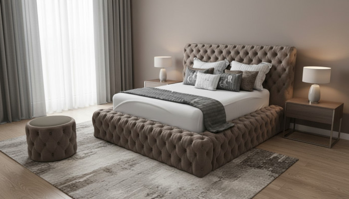 Bett 2x Nuetsdësch 3 Deeler Schlofzëmmer Set Design Miwwelen Modern Luxus Better Nei