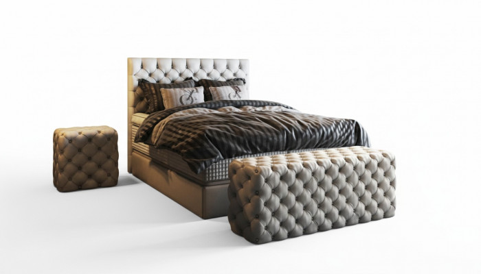 Bett 2x Nuechtstësch 3 tlg. Schlofzëmmer Set Design Luxus Miwwelen Modern Better Nei