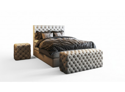 Bett 2x Nuechtstësch 3 tlg. Schlofzëmmer Set Design Luxus Miwwelen Modern Better Nei