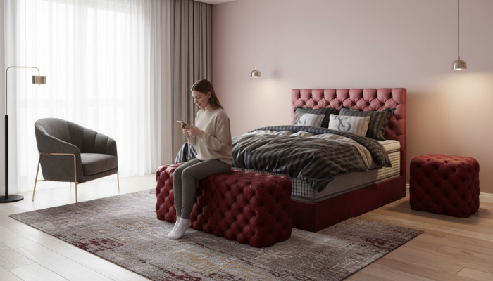 Luxus Bett Boxspringbett Schlofkummer Better Design Miwwelen Samt Matratze Komplett