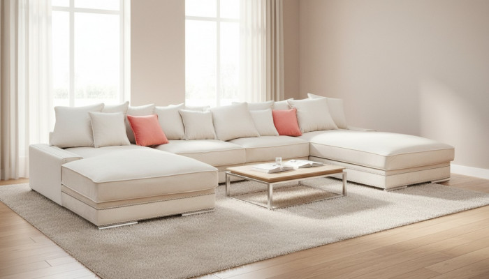 Luxus Textil Modernen Design Ecksofa an U-Form Wunnlandschaft Polstereck Nei