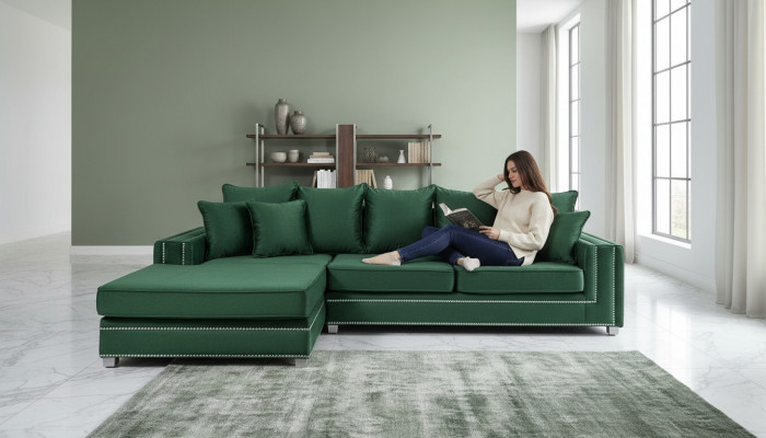 Ecksofa L-Form Textil Luxus Design Wunnlandschaft Polster Sofa Sofae Miwwelen
