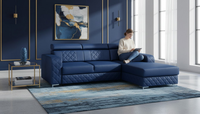 Ecksofa L-Form Lieder Modern Miwweldesign Wunnlandschaft Canapé Samt Stoff Textil