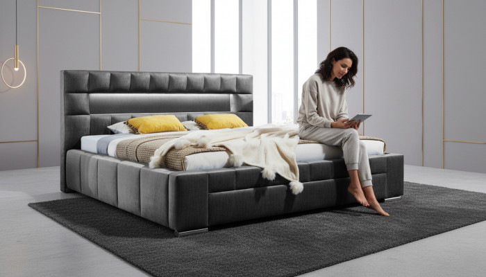 Bett inkl LED Beliichtung Schlofkummer Design Miwwelen Modern Better Luxus Duebel