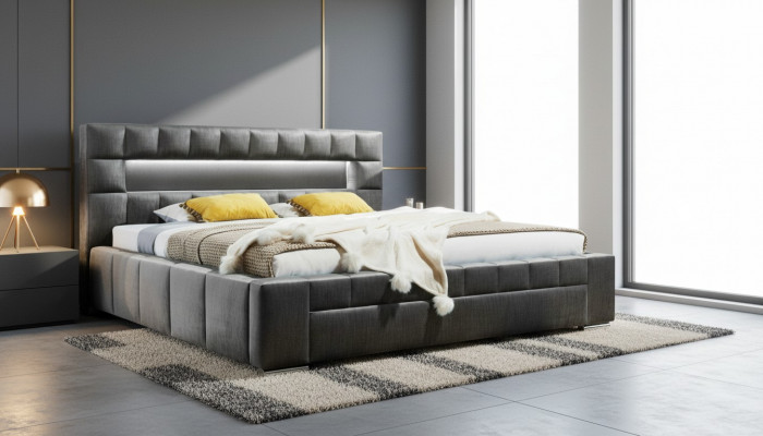 Bett inkl LED Beliichtung Schlofkummer Design Miwwelen Modern Better Luxus Duebel