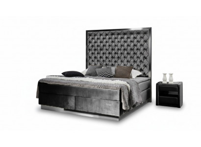 Boxspringbett Bett 2x Nuetsdësch 3-dlg. Schlofzëmmer Set Miwwelen Luxus Better Nei
