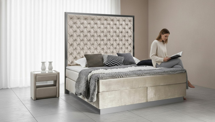 Komplett Bett Boxspring Better Luxus Design Schlofzëmmer Miwwelen Edelstol