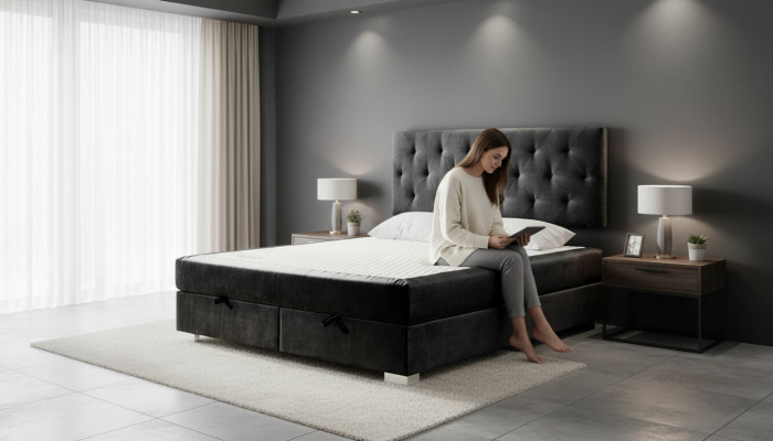 Luxus Boxspring Bett Better Duebel Schlofkummer Miwwelen Stoff 140 160 180 x 200cm