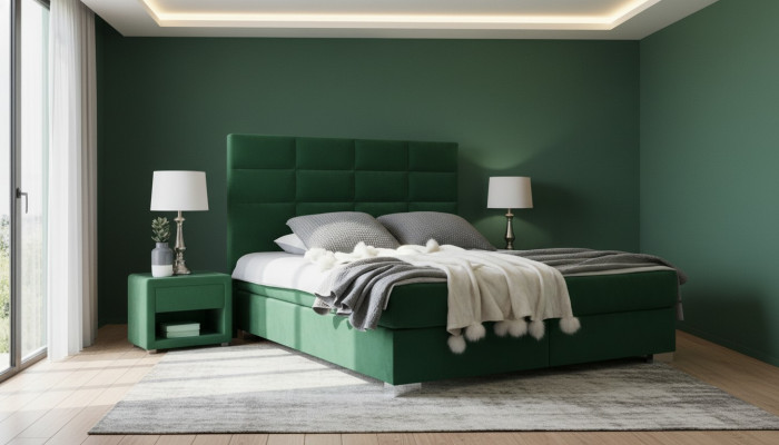 Boxspring Schlofschlofzëmmer Luxus-Bett Better Duebel Miwwelen Stoff 140 160 180 x 200cm