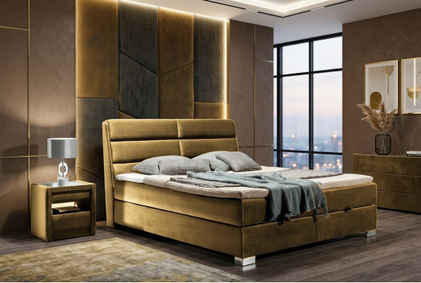 Schlofkummer Luxus Boxspring Bett Better Duebel Miwwelen Stoff 140 160 180 x 200cm