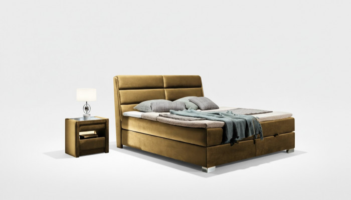 Schlofkummer Luxus Boxspring Bett Better Duebel Miwwelen Stoff 140 160 180 x 200cm