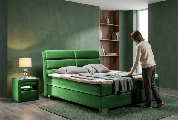 Bett 2x Nuetsdësch 3 tlg. Schlofzëmmer Luxus Set Design Miwwelen Modern Better Neien