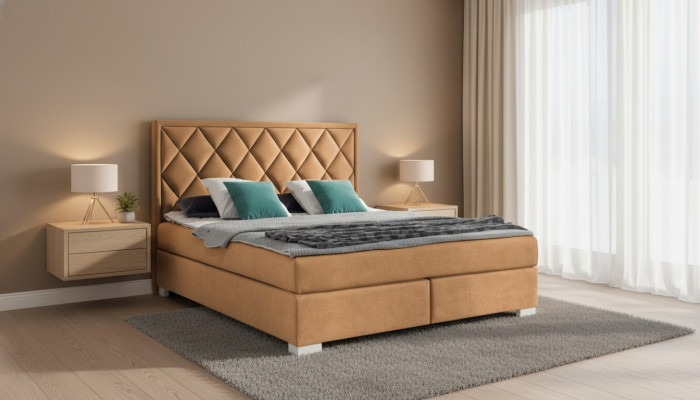 Luxus Boxspring Bett Stoff Hotel Beige Better Schlofkummer Miwwelen Design Duebel