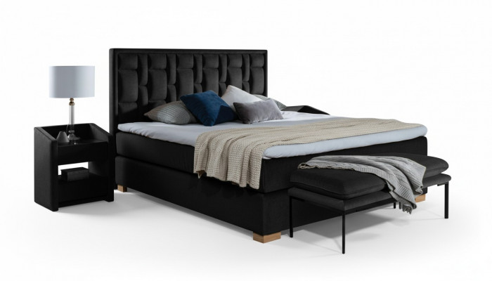 Luxus Boxspring-Bett Schwaarz Blo Better Schlofzëmmer Miwwelen Design Duebel Hotel