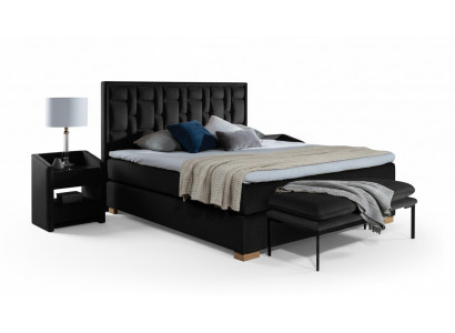 Luxus Boxspring-Bett Schwaarz Blo Better Schlofzëmmer Miwwelen Design Duebel Hotel