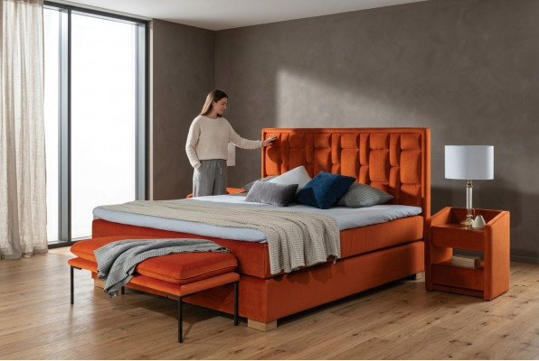 Design Bett Schlofkummer Set 4tlg. Nuetsdësch 2x Sëtzbank Better modern