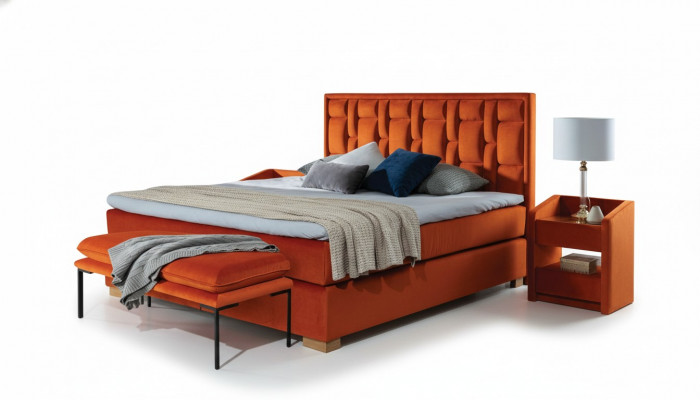 Design Bett Schlofkummer Set 4tlg. Nuetsdësch 2x Sëtzbank Better modern
