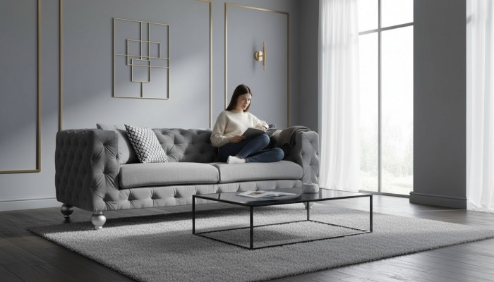 Dreisëtzer Stoff Wunnzëmmer Gro Design Sofa Sofas Samt xxl grouss Polster Couchen