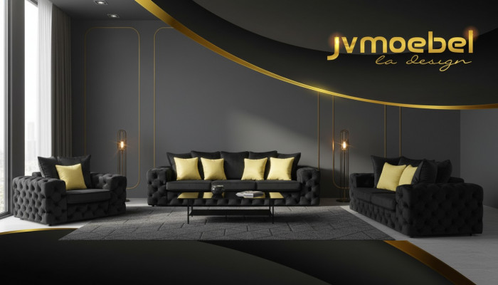 Chesterfield Design Wunnzëmmer Sofagarnitur Miwwelen Couch 321 Still