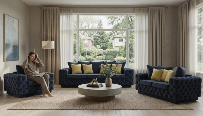 Luxus 4-Sëtzer Canapé Polstersofa Lieder Stoff Textil Couchen Garnitur 