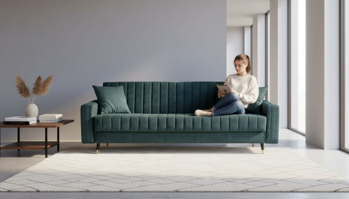 Dräisëtzer Stoff Wunnzëmmer Rosa Design Sofa Sofas Samt XXL grouss Polster Couchen