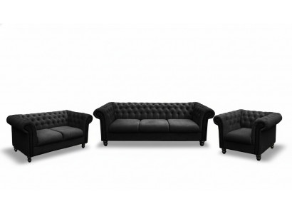 Chesterfield Design Sofa Garnitur Wunnzëmmer Miwwelen Couch 321 Sëtzer Couchen Sofen
