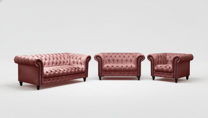 Wunnzëmmer Chesterfield Design Sofagarnitur Miwwelen Couch 321 Sëtzer Couchen Sofasen