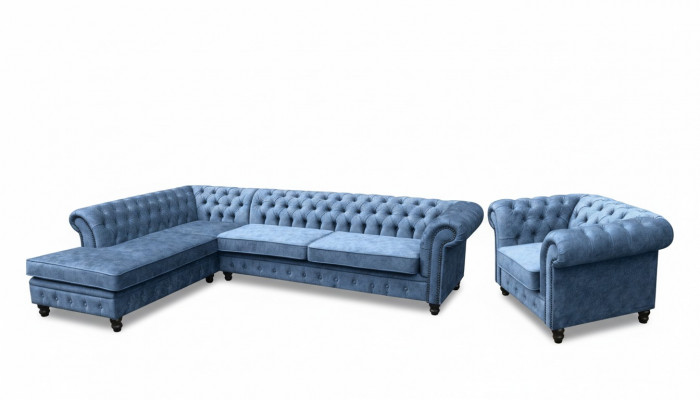 Eckcouch Sofa Couch Polster Chesterfield Design Luxus Miwwel Garnitur