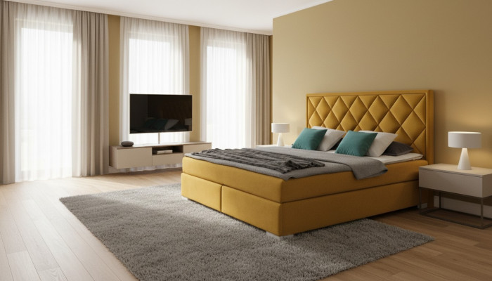 Bett Textil Schlofzëmmer Design Miwwelen Modern Luxus Better 180x200 giel Samt nei