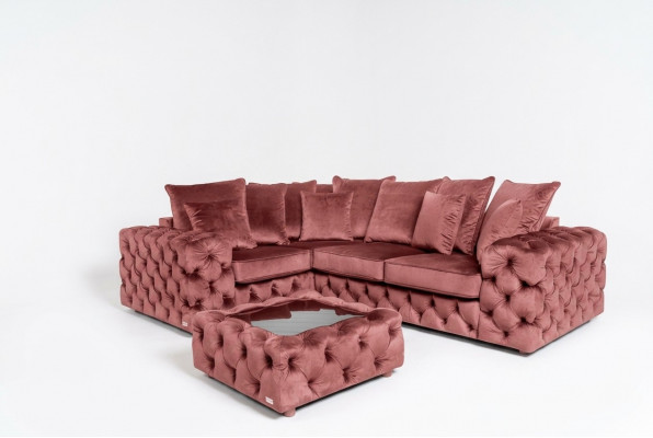 Ecksofa Sofa Canapé Polster Eckgarnitur L Form Dësch Textil Wunnlandschaft