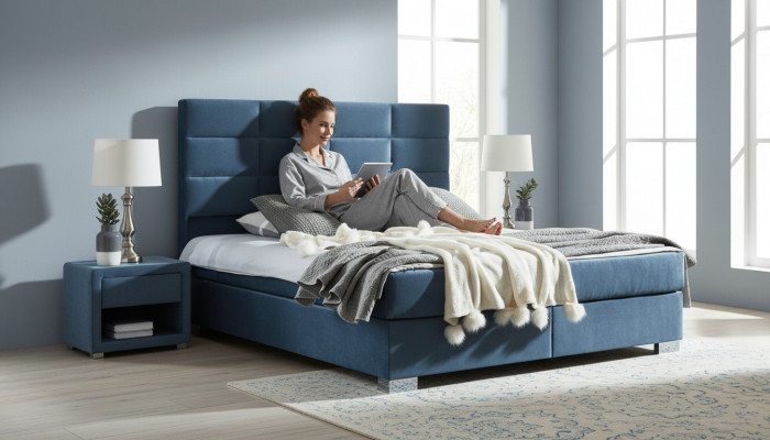 Bett Textil Schlofkummer Design Miwwelen Modern Luxus Better Bettgestell Stoff Nei
