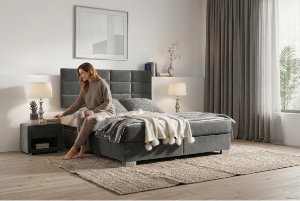 Boxspringbett duebel Better Luxus Schlofzëmmer Designer Duebelbetter 160x200 Nei