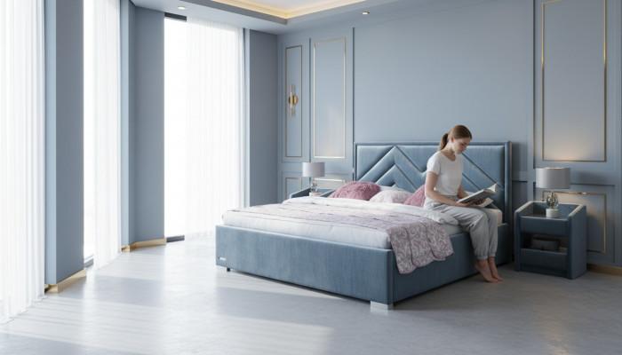 Bett Textil Schlofzëmmer Design Miwwelen Modern Luxus Better Bettrahmen Stoff Nei