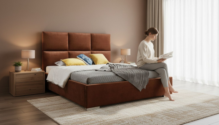 Modern Schlofzimmer Better Textil Bett Stoff Chesterfield 180x200 Duebelbett