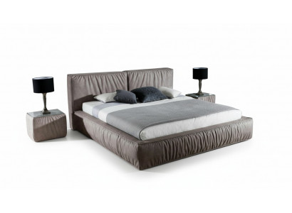 Luxus Designer Bett fir d’Schlofzëmmer mat Samt bezunn Möbel Better Stoff Textil Nei