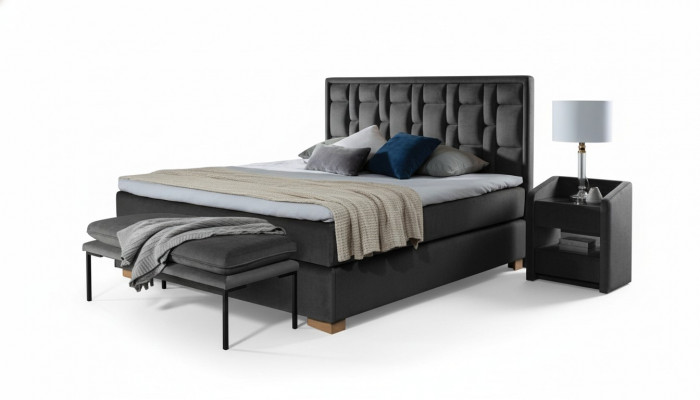 Chesterfield duebelt Bett Schlofzëmmer Samett Better Bettegestell Nuetsdësch 3t Mexico Set