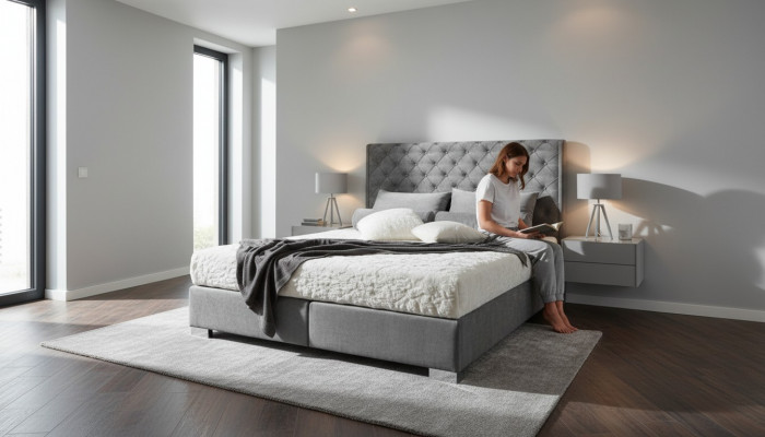 Chesterfield Boxspringbett Textil Schlofzëmmer Miwwelen Modern Better Stoff Nei