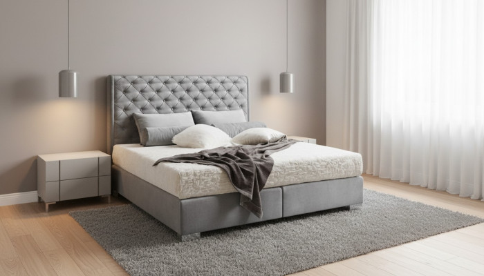 Chesterfield Boxspringbett Textil Schlofzëmmer Miwwelen Modern Better Stoff Nei