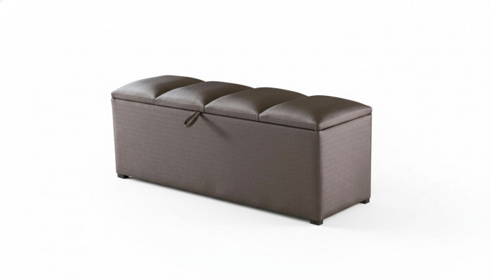 Truhe Späicher Box Luxus Schlofzëmmer Hocker Textil Foussëmmert