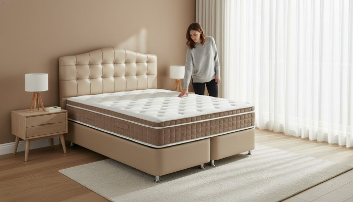Bett Lieder 2x Nuetsdësch 3 Stéck Schlofzëmmer Set Miwwelen Modern Luxus Better Neien