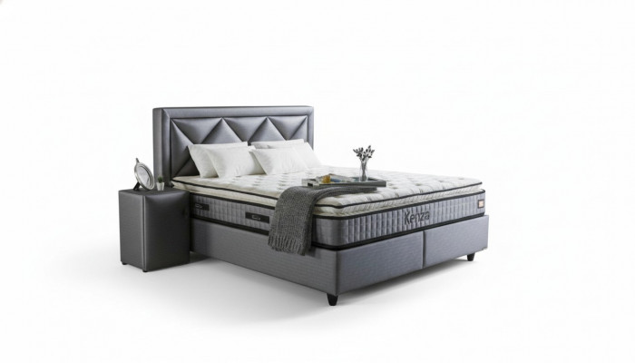 Edel Bett 3-Stéck Set Nuetsdësch Miwwelen Luxus Schlofzëmmer Matratz Bettgestell Nei
