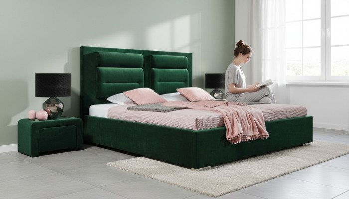 Luxus Boxspringbett Duebel Design Stoff Hotel Gréng Better Schlofzëmmer Miwwelen