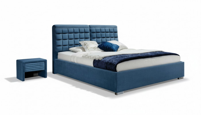 Luxus Boxspring Bett Design Stoff Hotel Better Schlofzëmmer Miwwelen Duebel