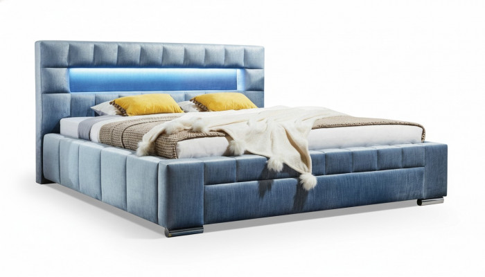 Luxus Boxspringbett Stoff Hotel Blo Betten Schlofzëmmer Miwwelen Design Duebel