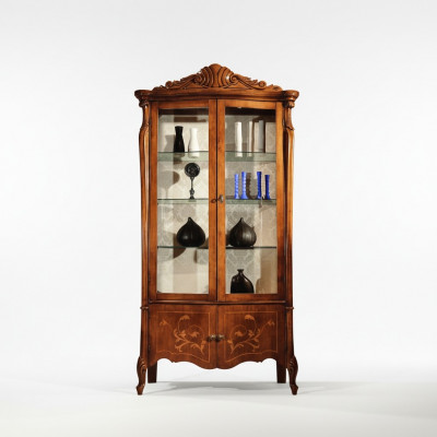 Miwwelen Kloer Vitrine Antik Stil Barock Rokoko Glasvitrine Wunnzëmmer Holz